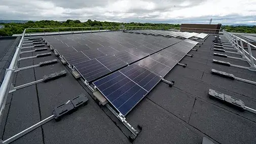 Solar PV for cleanrooms installed by commercial solar panel installers using a commercial solar PV system with commercial solar panel technology for a high-performance cleanroom facility in Ireland