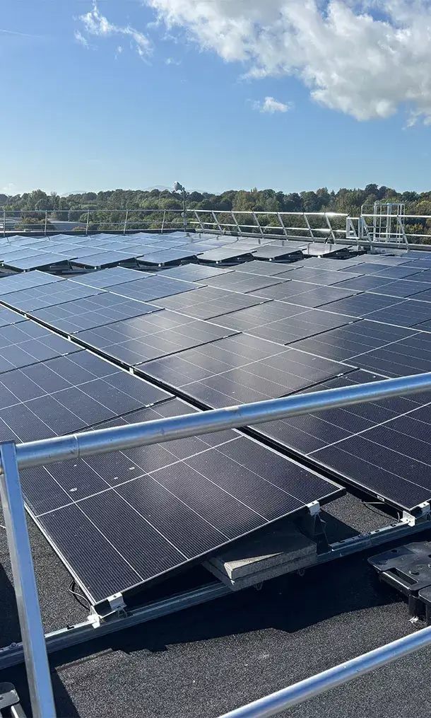 Commercial Solar PV panels Ireland on a roof